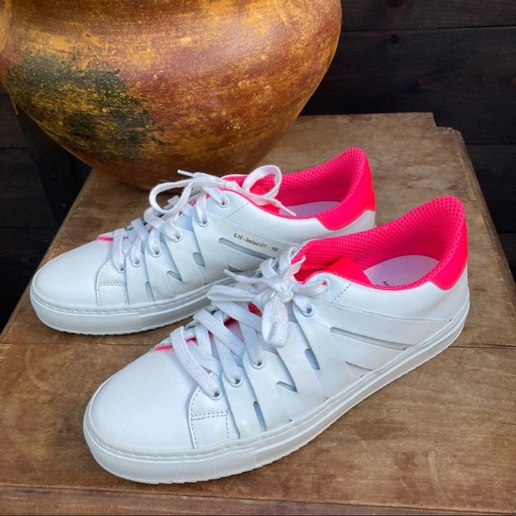 NEW PS821 Mens Pink Neon Leather Alpha Italy Sneaker size US 7  /40 - Picture 3 of 8